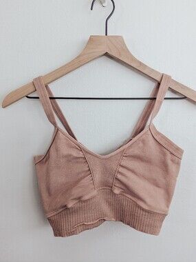 FP Movement by Free People Good Karma Scoop Criss Cross Bra in Desert Dune